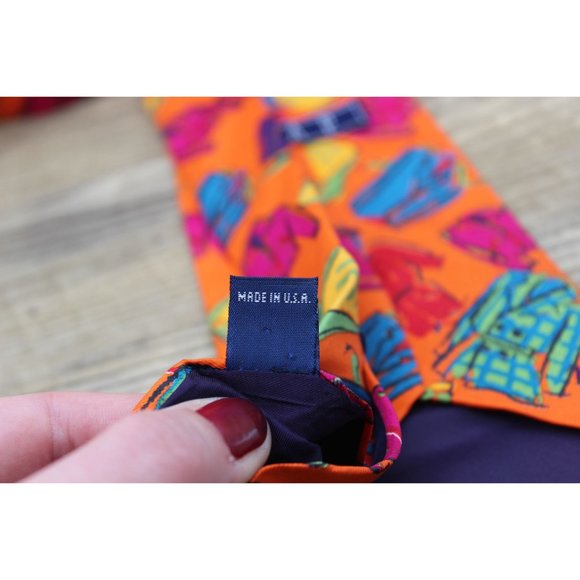 Gap vintage men's 90s Y2K novelty print Italian silk‎ tie - Picture 8 of 11